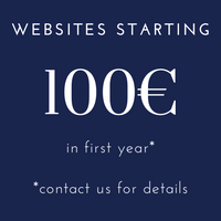 words website starting 100€ first year, dark blue background
